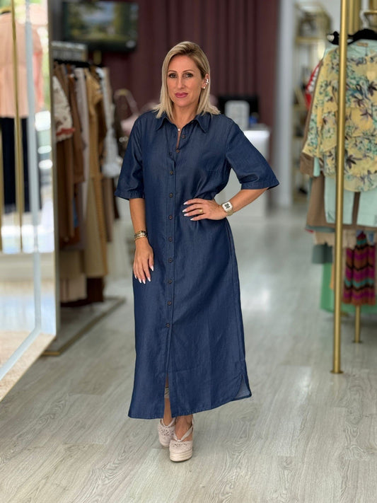 Vestido de ganga comprido