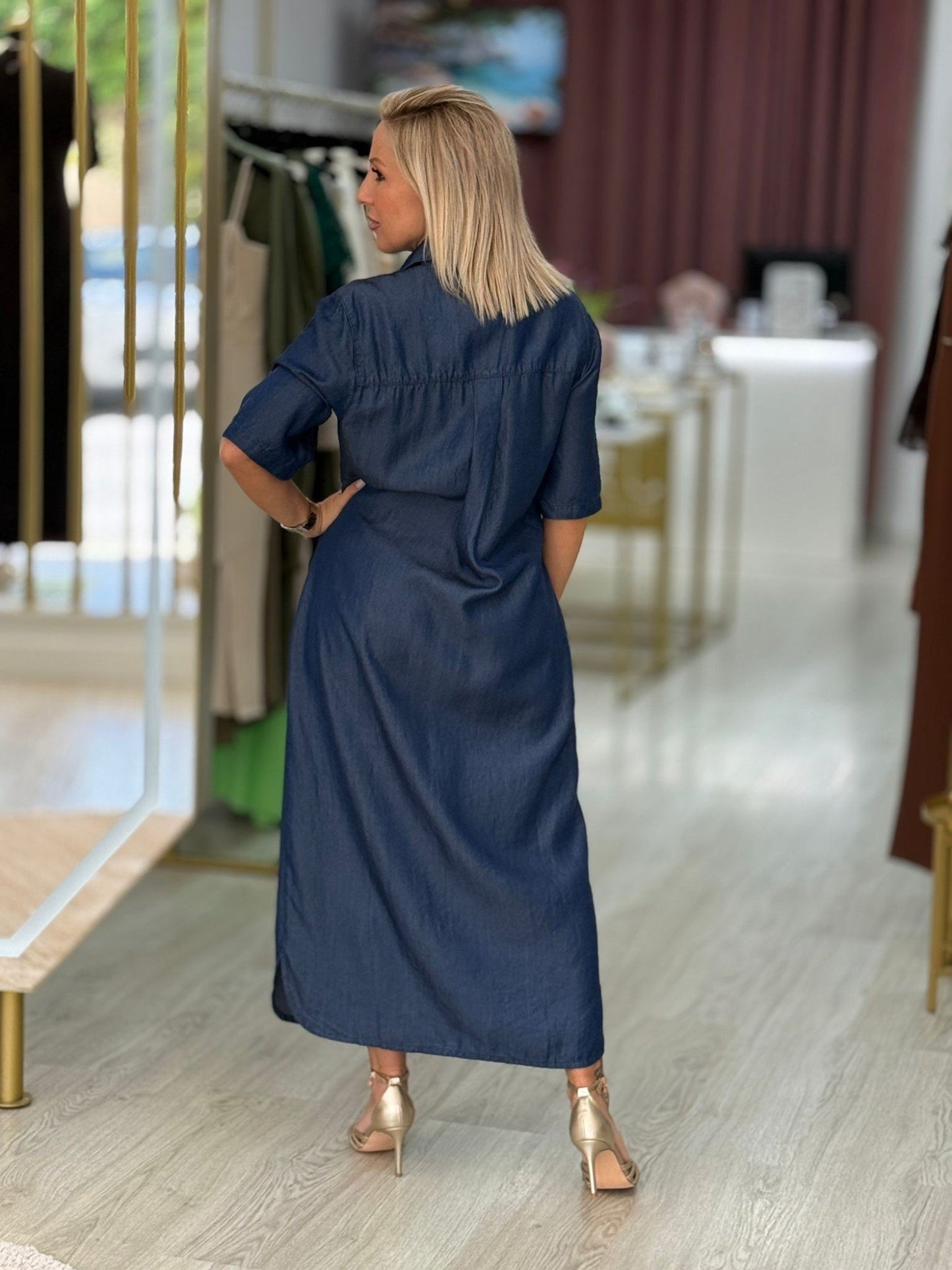 Vestido de ganga comprido