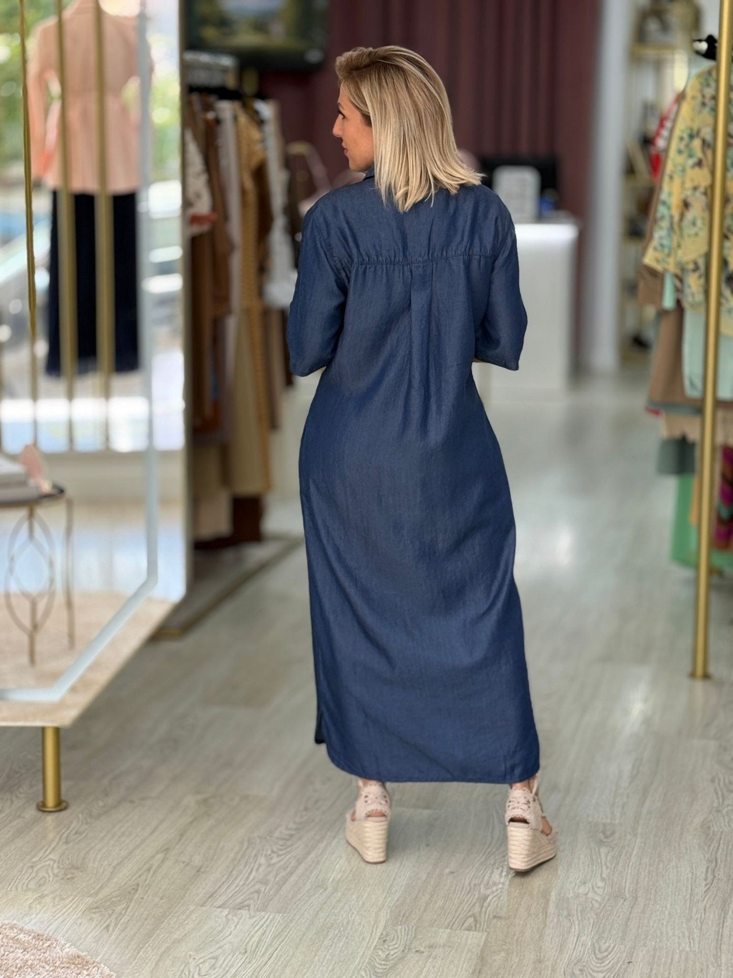 Vestido de ganga comprido