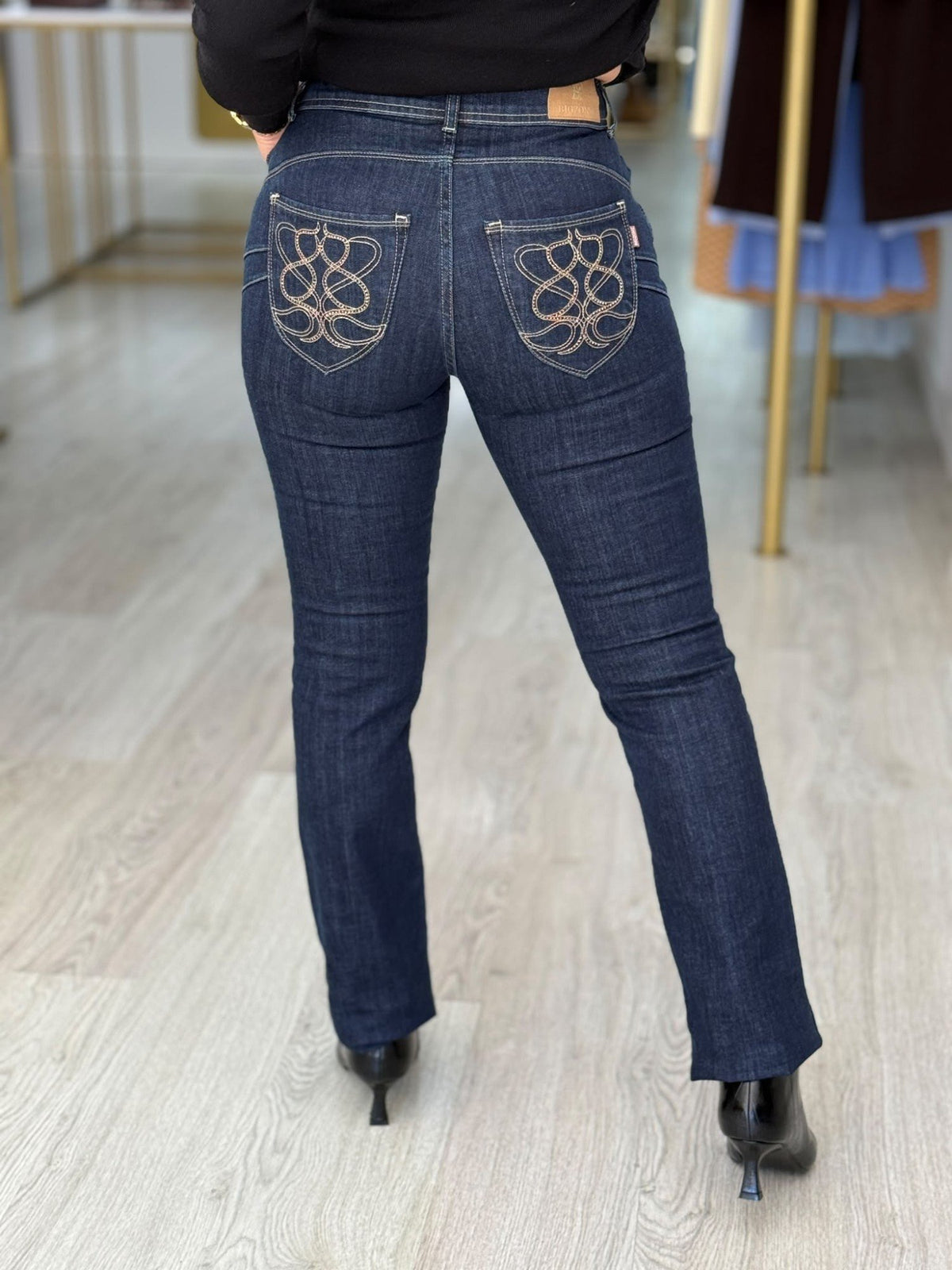Calças de ganga brilhos bolsos