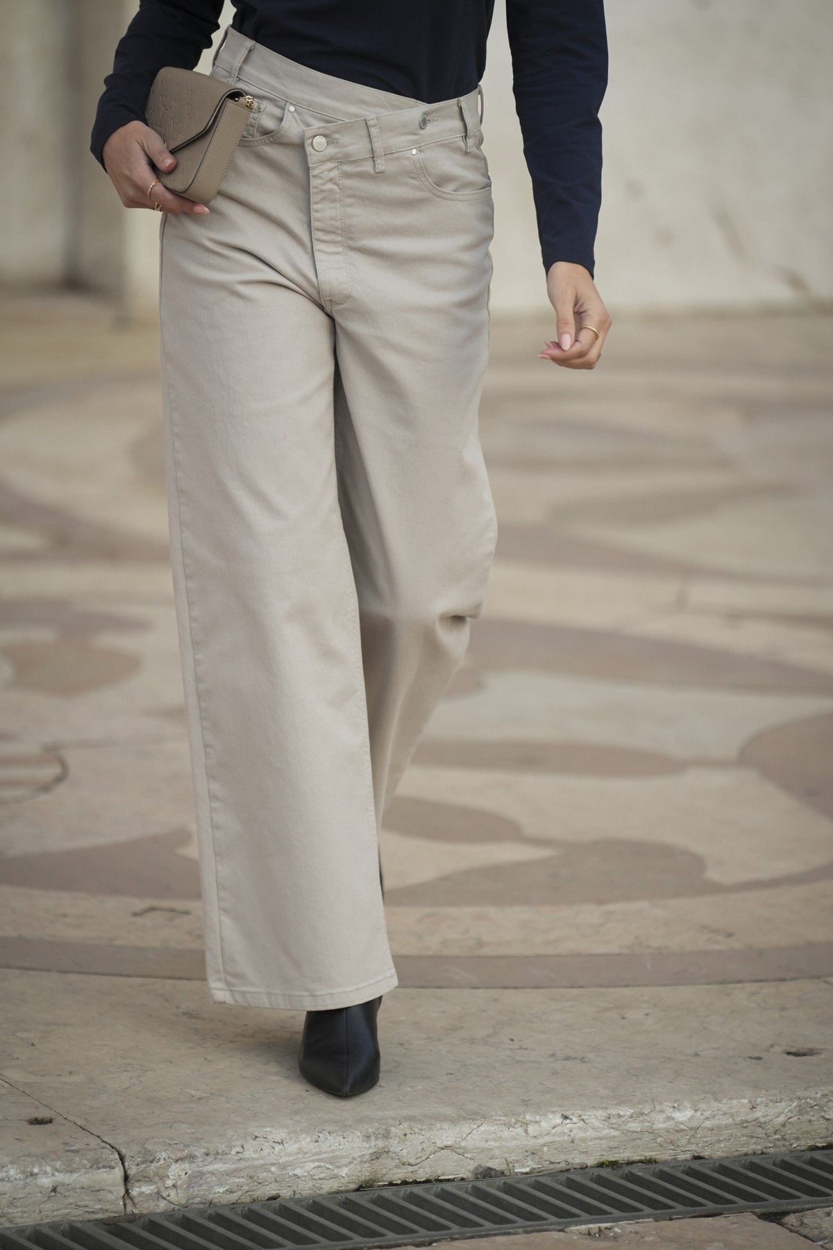 Calças sarja wide leg