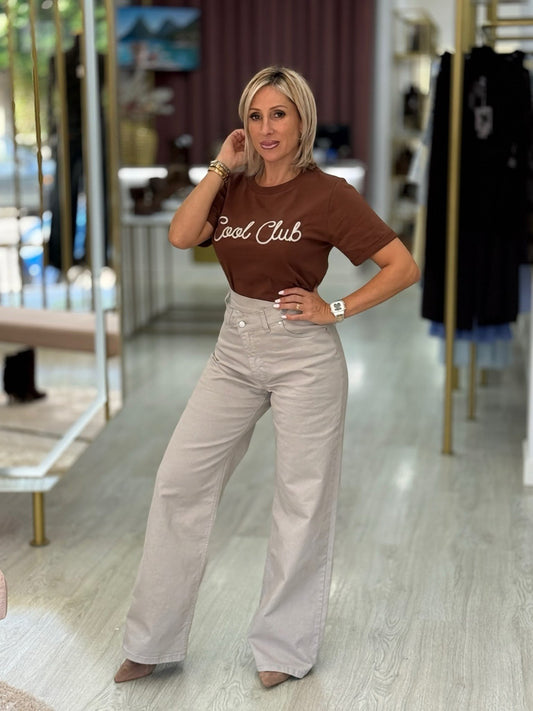 Calças sarja wide leg