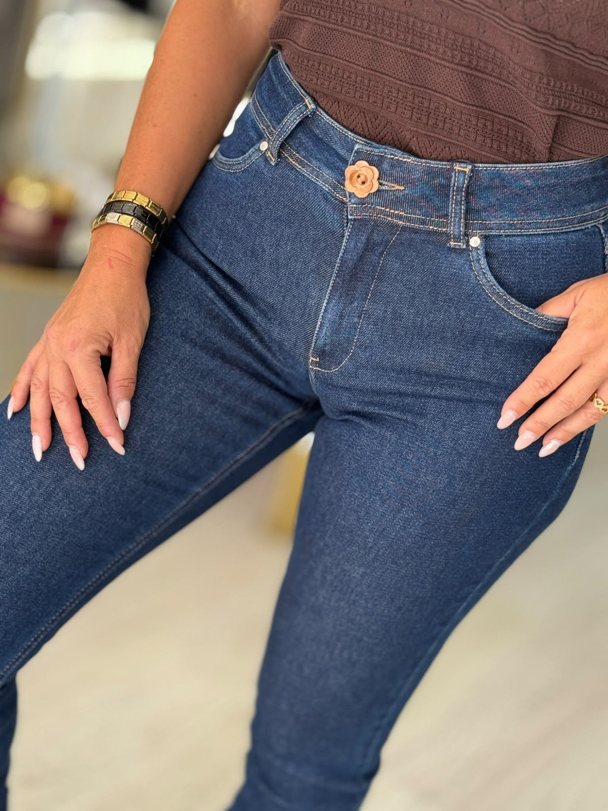 Calças Slim Medium Waist