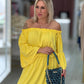 Vestido sem ombros com manga