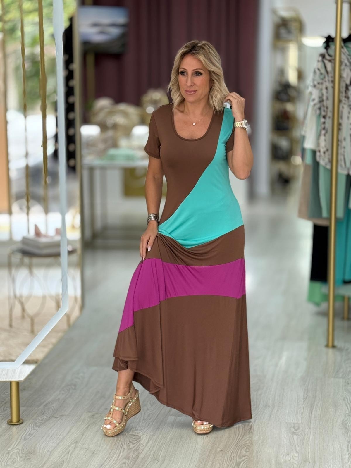 Vestido colorblock