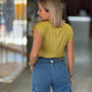 Blusa decote em v acetinada