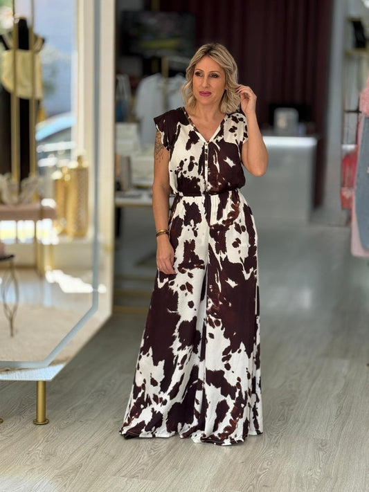 Calças largas animal print