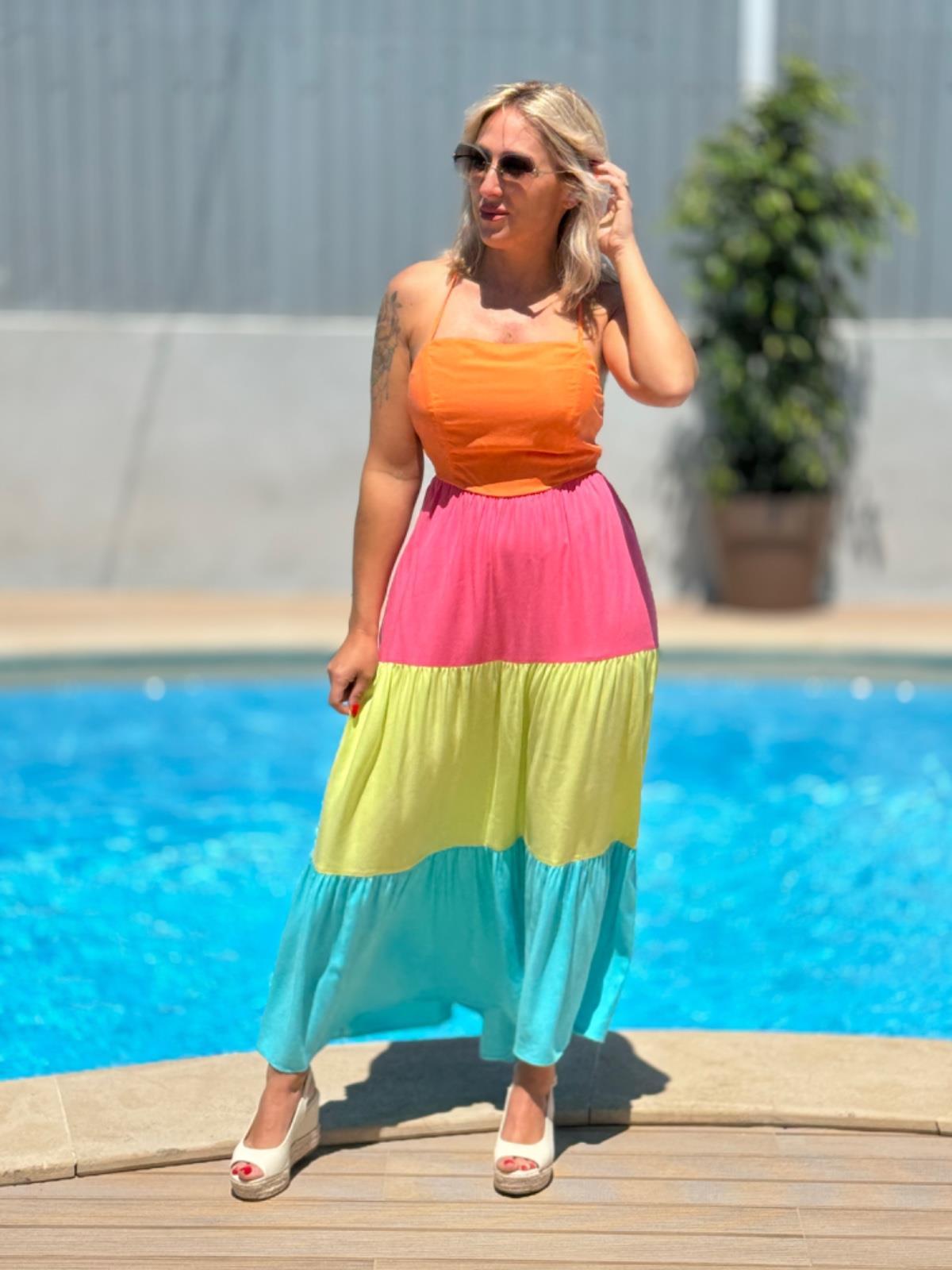 Vestido Midi Com Babados E Amarração Costas