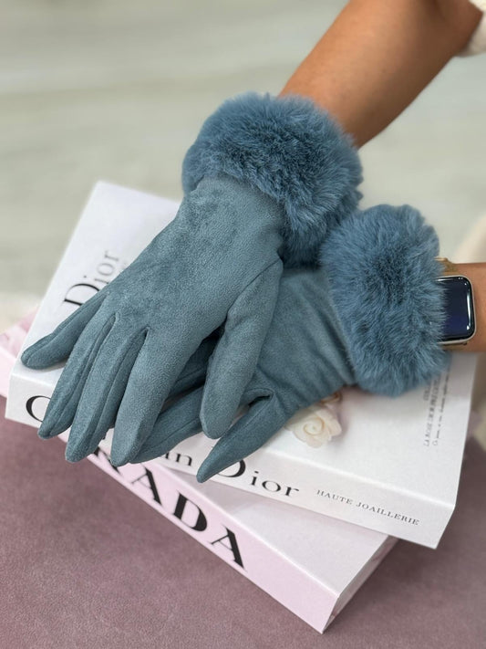 Luvas com pelo azuis