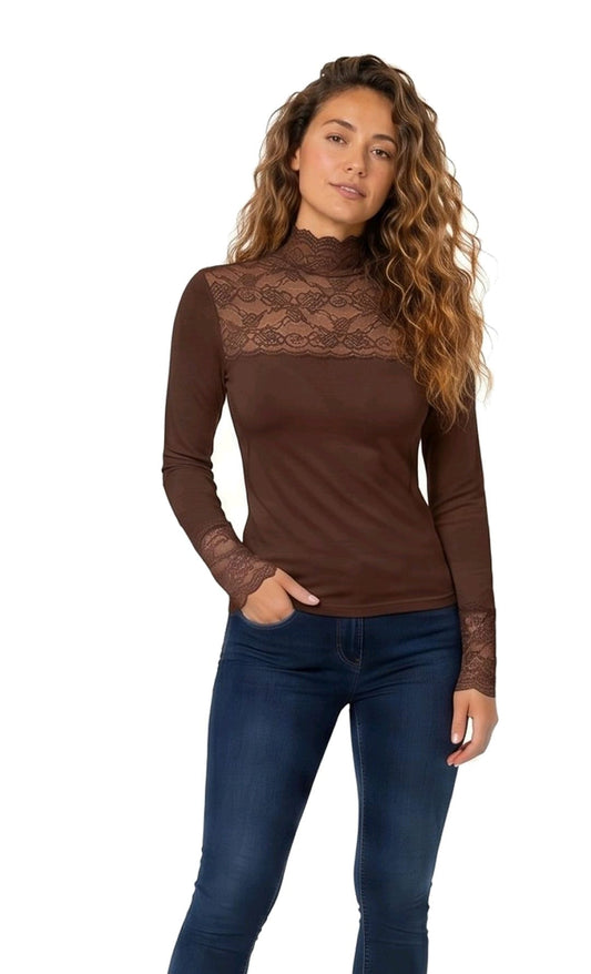 Camisola manga comprida com renda (+ cores)