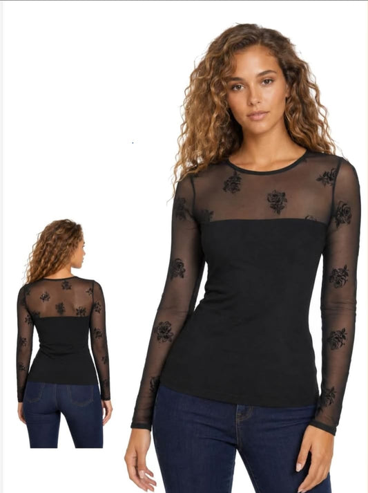 Camisola manga comprida com tule