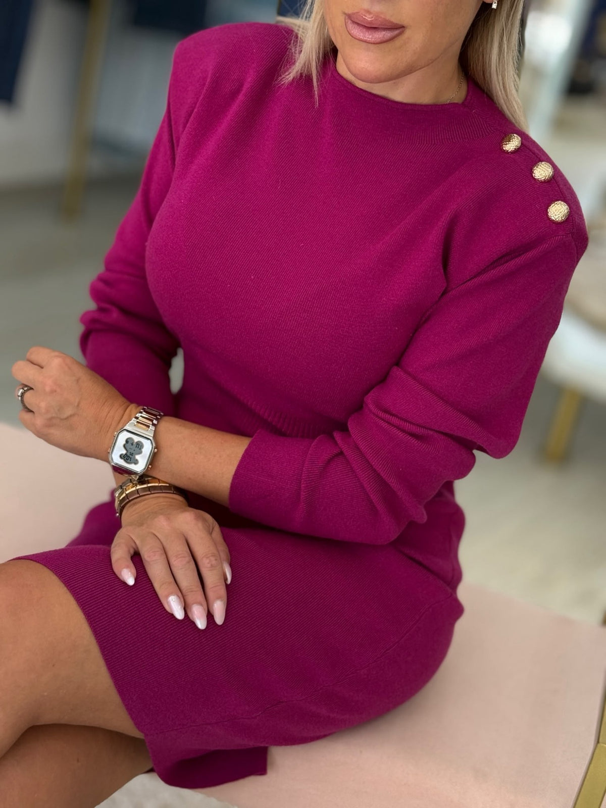 Vestido de malha com botões (+ cores)