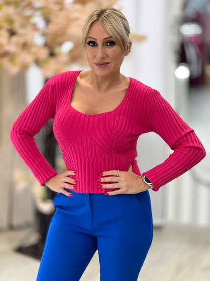 Camisola de malha canelada