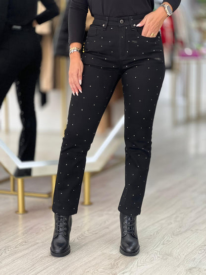 Calça de ganga com strass