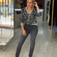 Camisola animal print com pedraria