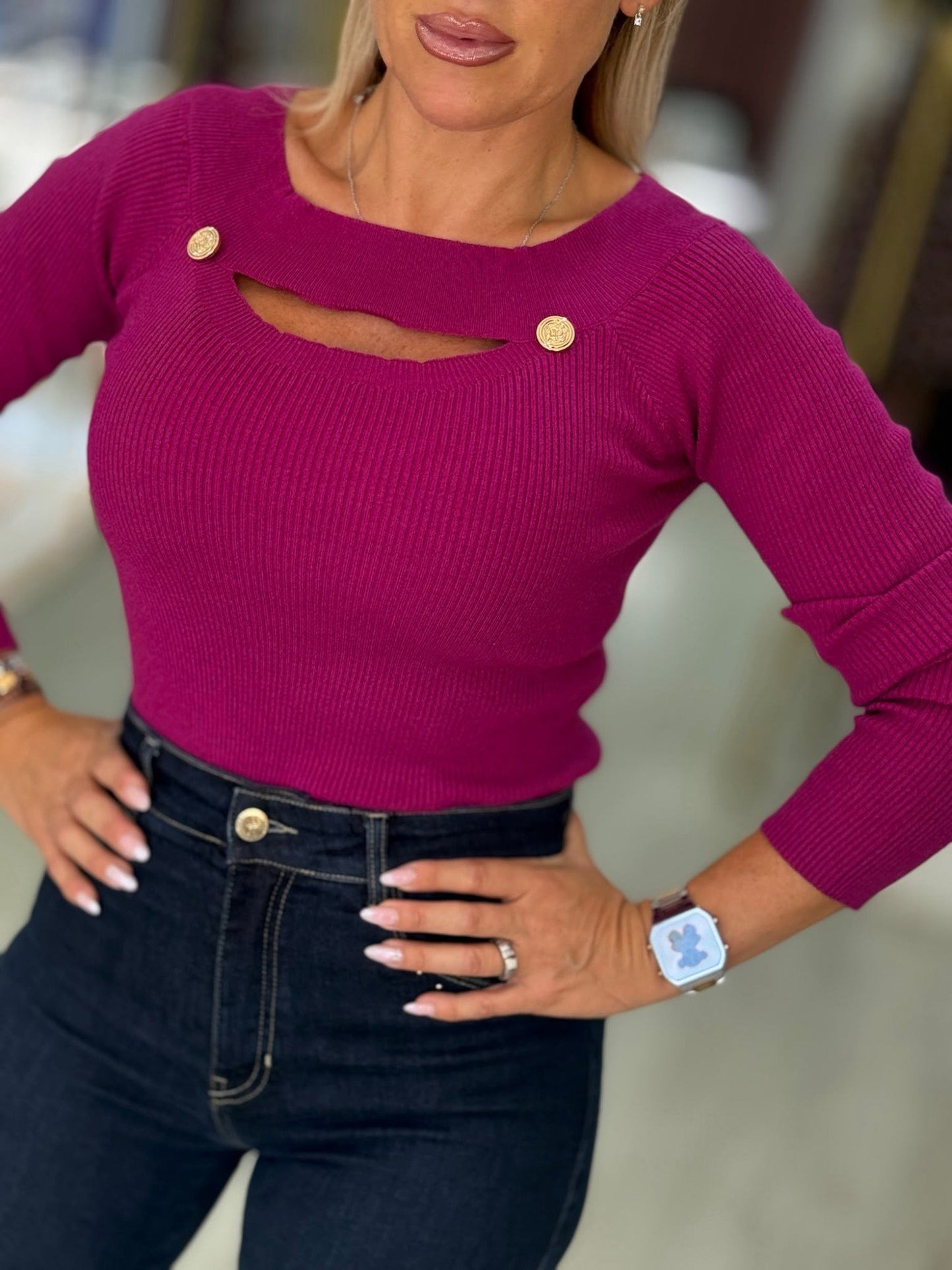 Camisola de Malha com Botões (+ cores)