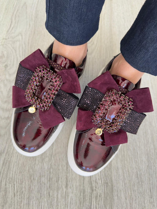 Sapatilha Casual Chic em Pele Bordô