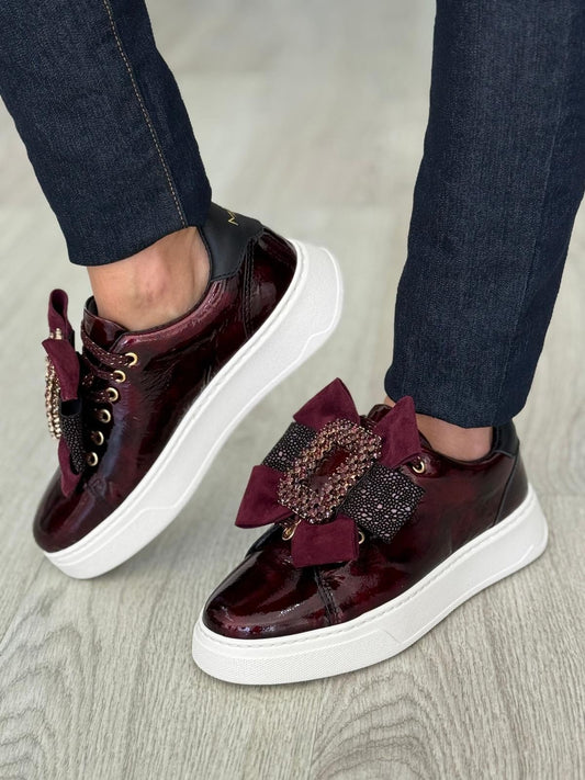 Sapatilha Casual Chic em Pele Bordô