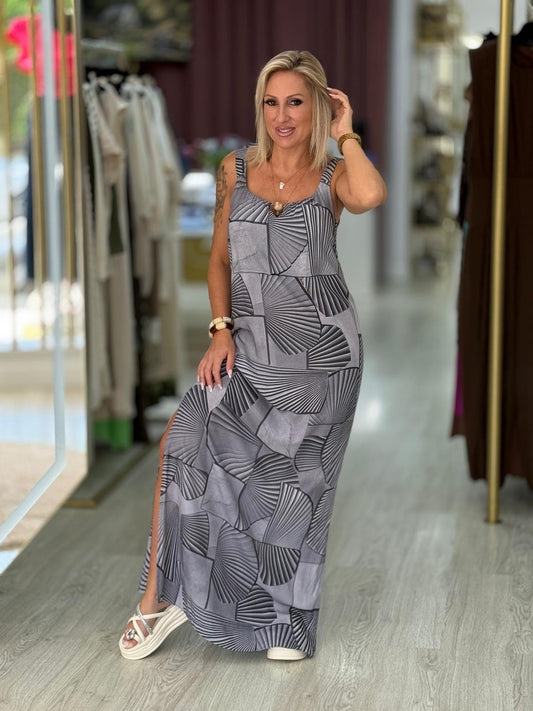 Vestido ladrilhar cinza