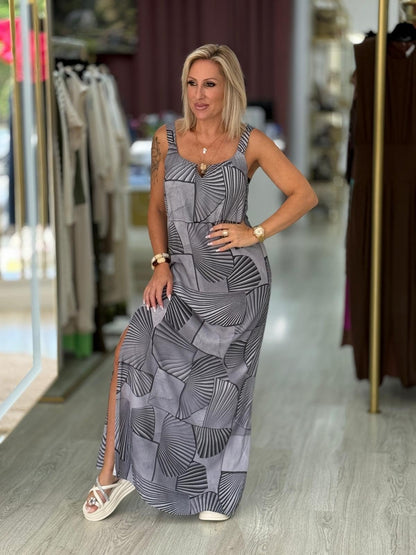 Vestido ladrilhar cinza