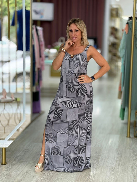 Vestido ladrilhar cinza