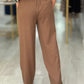 Calça straight em tecido com linho