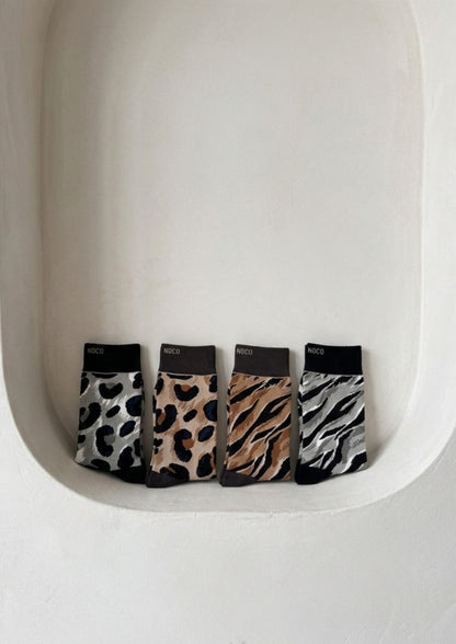 Pack 4 Meias com estampado animal