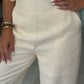 Calça straight em tecido com linho