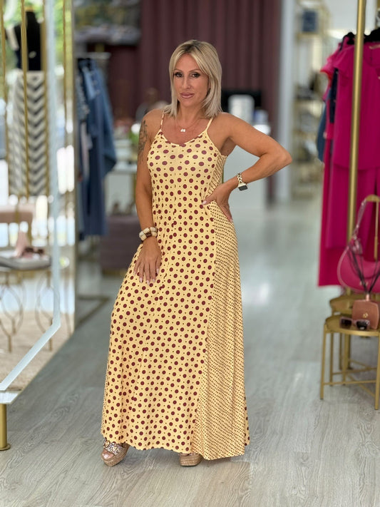 Vestido midi bolinhas