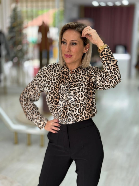 Túnica estampada folho central