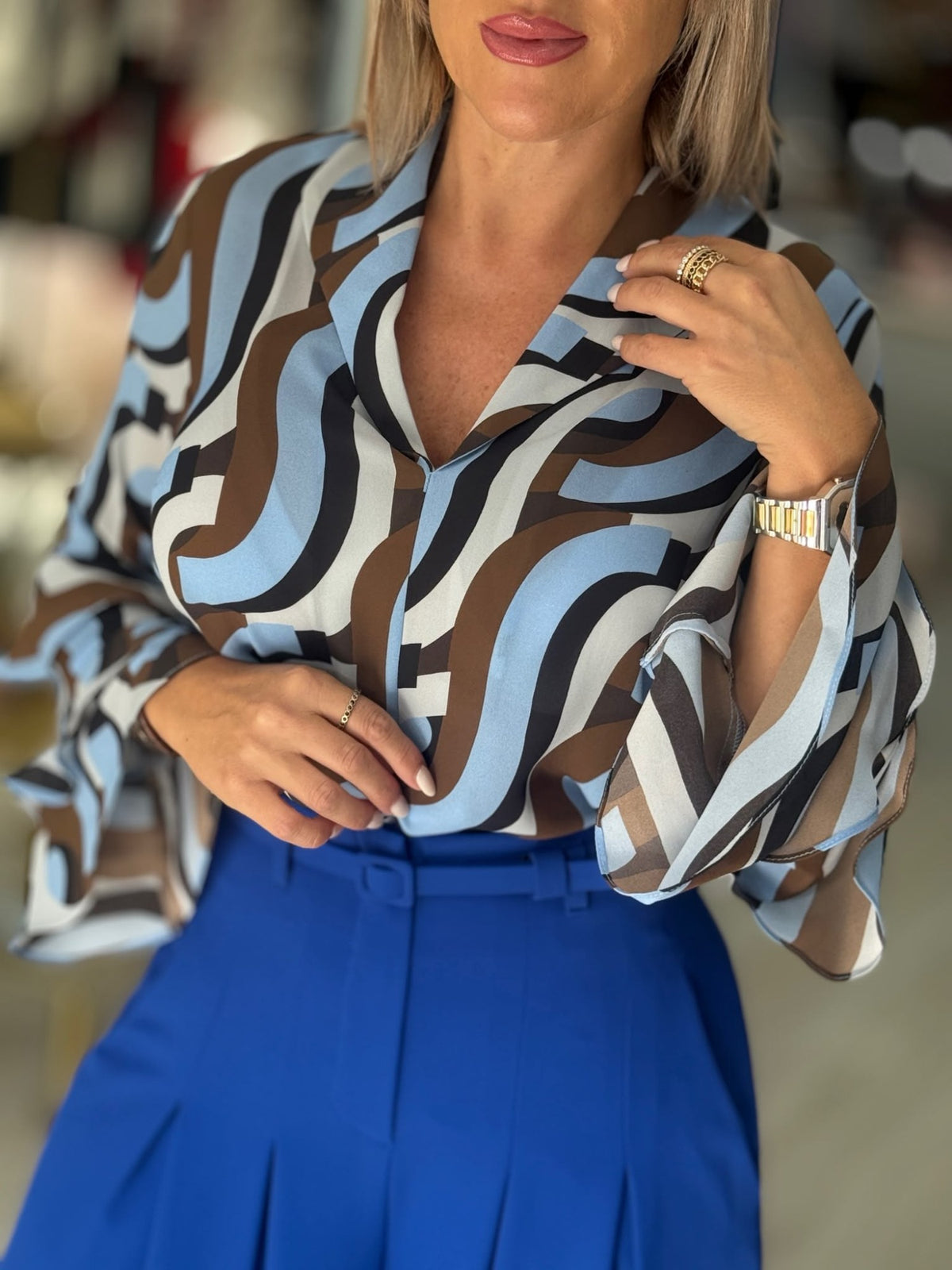 Túnica estampada com folhos nas mangas (+ cores)