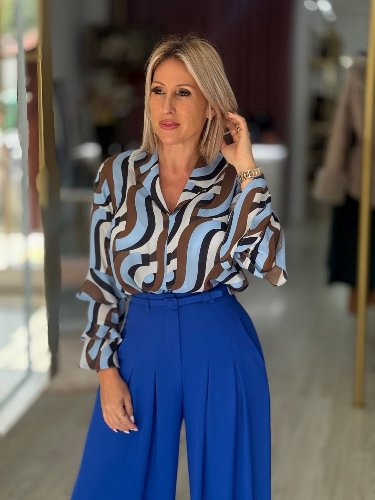 Túnica estampada com folhos nas mangas (+ cores)