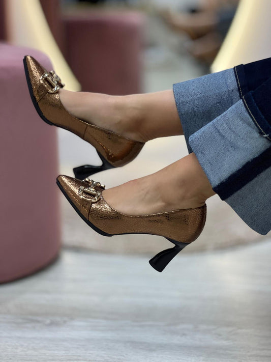 Sapato Salto Alto Camel