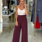 Calça curta wide leg de cintura subida