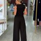 Calça curta wide leg de cintura subida