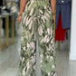 Calça wide leg estampada em tecido fluido