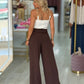 Calça clássica wide leg de cintura subida