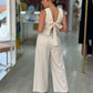 Calça curta wide leg em linho com cinto