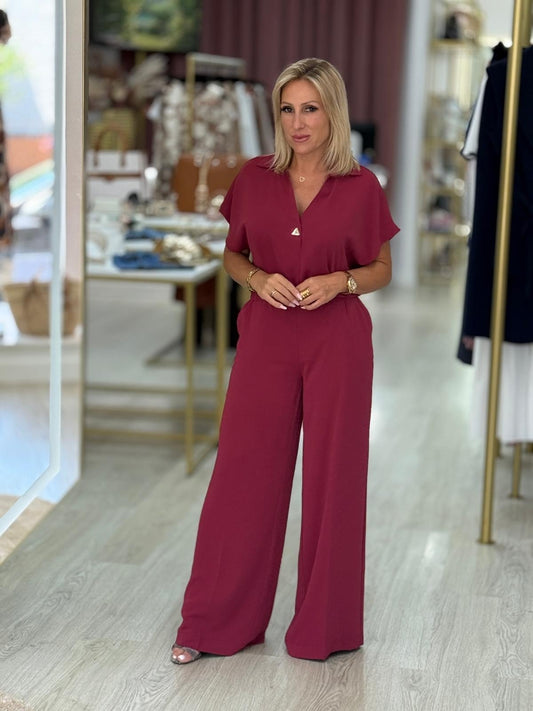 Calça wide leg em tecido fluido