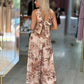 Calça curta wide leg estampada com pregas