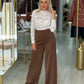 Calça wide leg acetinada