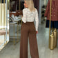 Calça wide leg acetinada