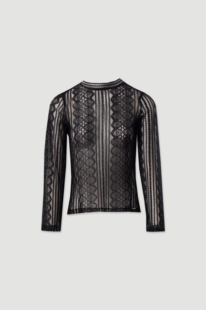 Camisola de renda com manga comprida