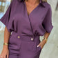 Blusa curta acetinada com decote em trespasse