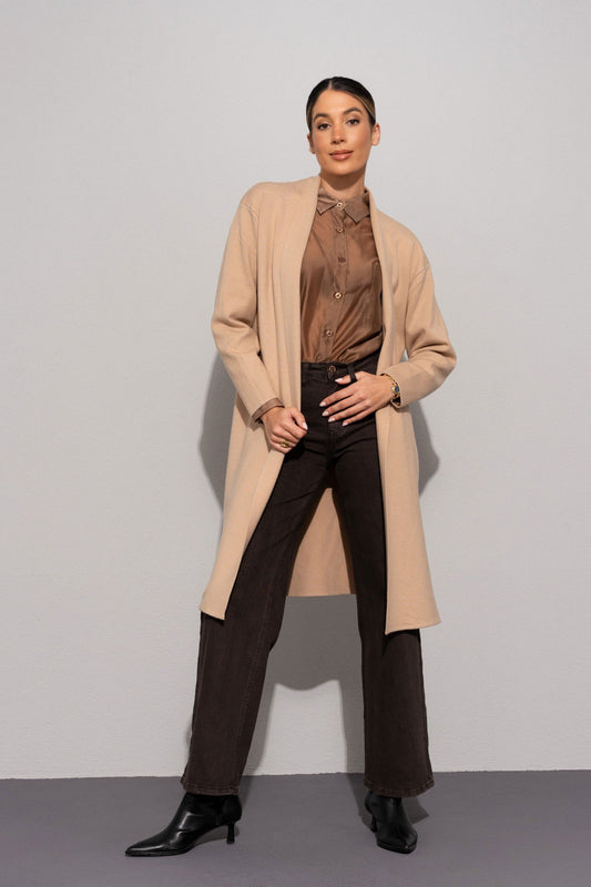 Cardigan comprido em malha