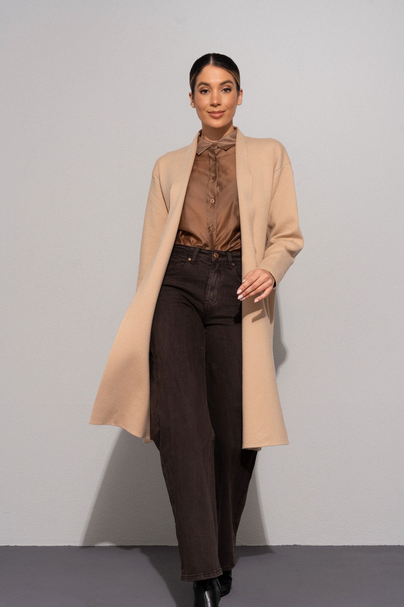 Cardigan comprido em malha