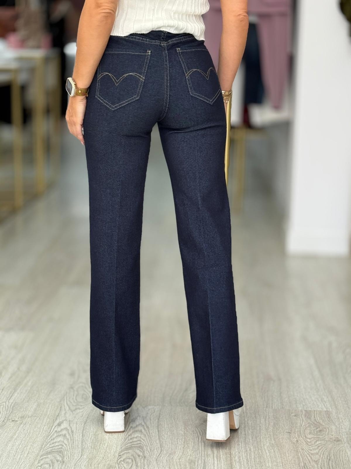 Jeans straight de cintura subida