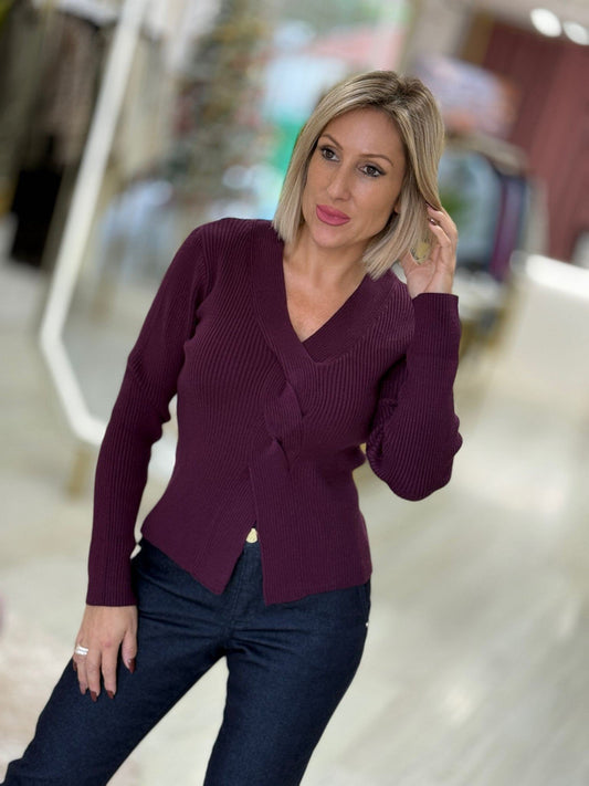 Camisola de malha com pormenor entrançado (+ cores)