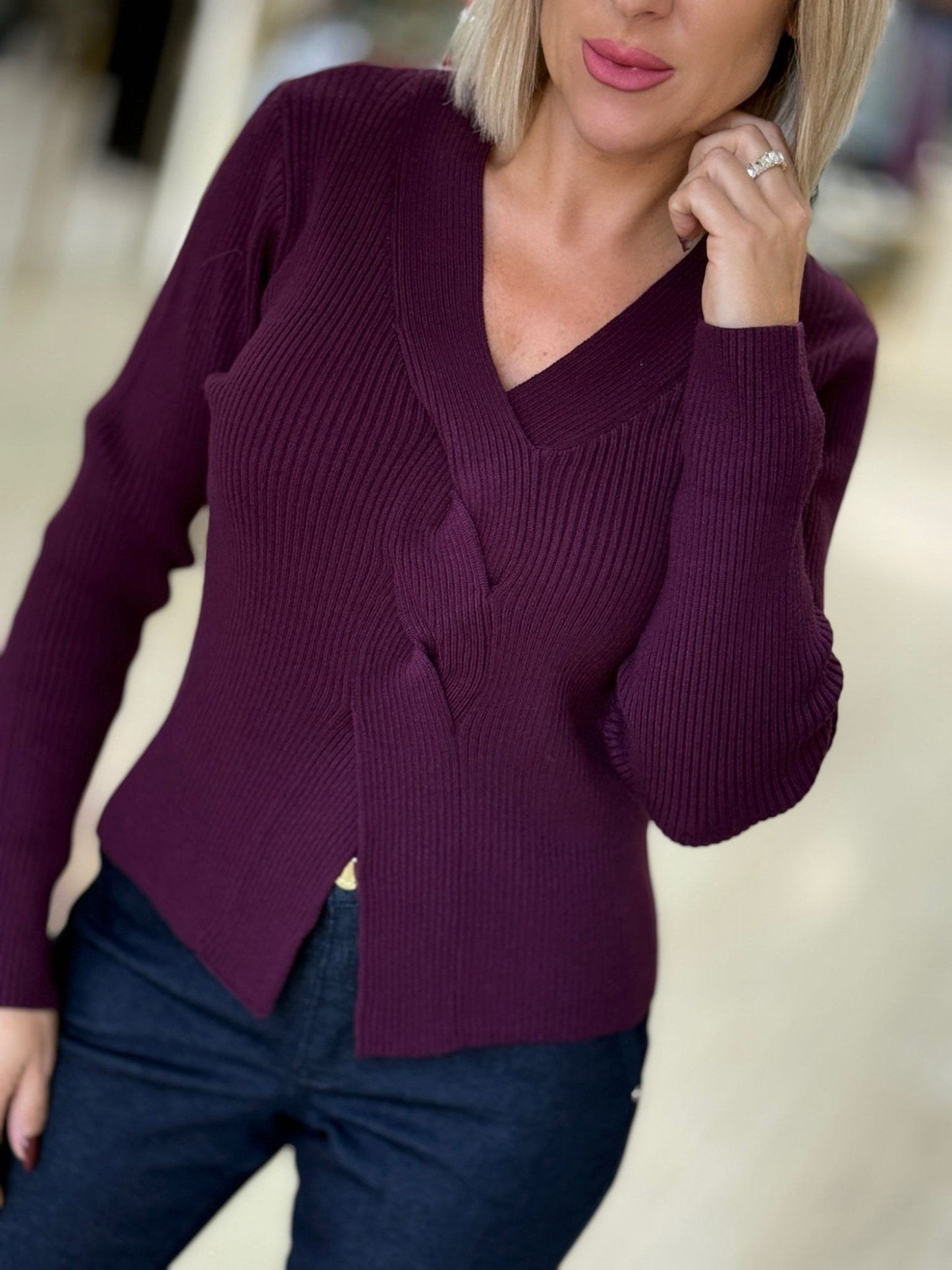 Camisola de malha com pormenor entrançado (+ cores)