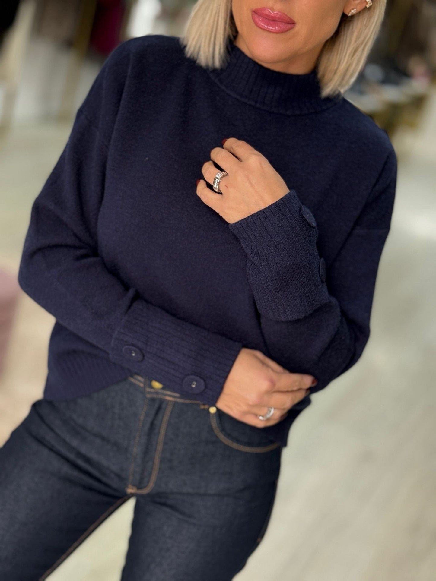 Camisola de malha com botões nos punhos (+ cores)